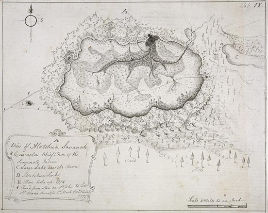 Bartram's 1774 Alachua Savannah map 